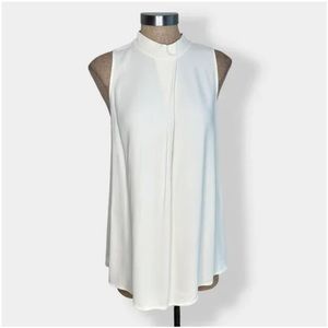 Theory White Talniza Satin Sleeveless Top Size Small
